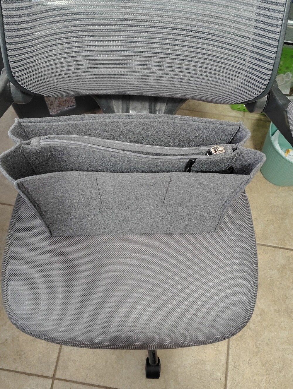 Like New Gray Felt Organizer Insert with Zipper Pocket